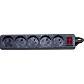 DEXLAN Multiprise 5 prises avec interrupteur noire - 4,0 m