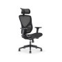 Fauteuil de bureau Synchrone New Delhi Résille noire avec accoudoirs et appui-tê
