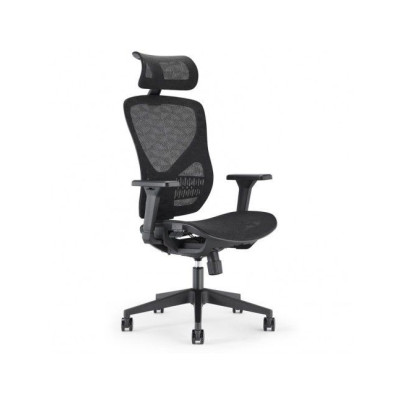 Fauteuil de bureau Synchrone New Delhi Résille noire avec accoudoirs et appui-tê