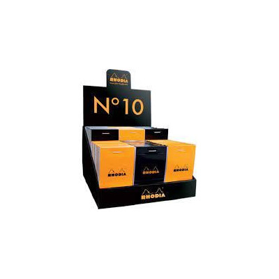 Blocs agrafés Rhodia O&B N°10 5,2x7,5cm 80f Q.5x5 80g en présentoir de 60 pcs