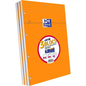 LOT DE 3 BLOCS ORANGE OXFORD AGRAFES et 4TROUS 210x315 160POPTIK P. Q5+TAG