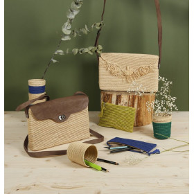 Sac bandoulière raphia naturel, modèle 2