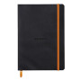 Rhodiarama carnet souple BLACK A5 160p ligné pap. ivoire 90g ferm. élast.