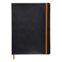 Rhodiarama carnet souple BLACK 19x25cm 160p ligné pap. ivoire 90g ferm. élast.