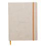 Rhodiarama carnet souple BEIGE 19x25cm 160p ligné pap. ivoire 90g ferm. élast.