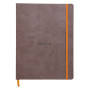 Rhodiarama carnet souple CHOCOLAT 19x25cm 160p ligné pap. ivoire 90g ferm. élast