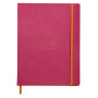 Rhodiarama carnet souple FRAMBOISE 19x25cm 160p ligné pap. ivoire 90g ferm. élas