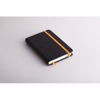 Rhodiarama carnet RR 9x14cm BLACK 192p ligné pap. ivoire 90g ferm. élast.