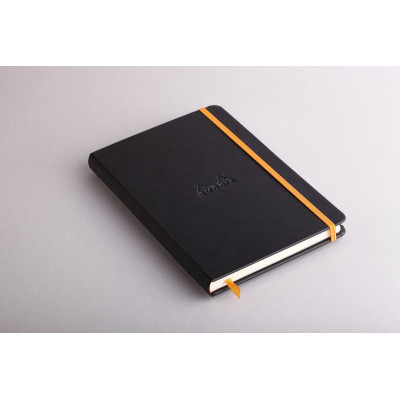 Rhodiarama carnet RR A5 BLACK 192p ligné pap. ivoire 90g ferm. élast.