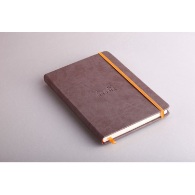 Rhodiarama carnet RR A5 CHOCOLAT 192p ligné pap. ivoire 90g ferm. élast.