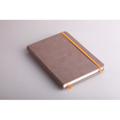 Rhodiarama carnet RR A5 TAUPE 192p ligné pap. ivoire 90g ferm. élast.