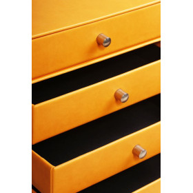 Rhodiarama trieur 4 tiroirs simili cuir italien ORANGE 24,8x32,7x22,8cm