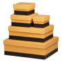 Rhodiarama set 5 boîtes gigognes simili cuir italien ORANGE 44x34x16cm