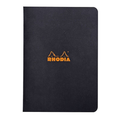 Cahier piqué BLACK Rhodia Classic 14,8x21cm 96p Q.5x5 non détachables 80g