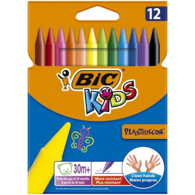 BIC Pochette de 12 craies plastique de coloriage -