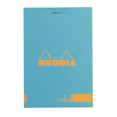 Bloc agrafé Rhodia coloR TURQUOISE N°12 8,5x12cm 70f ligné 90g