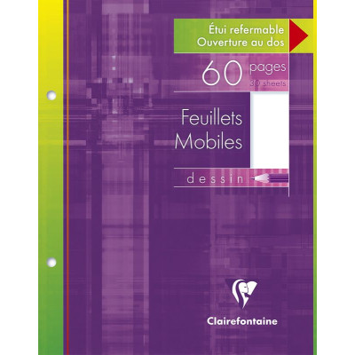 Feuillets mobiles dessin 125g s/étui 17x22cm 60p uni