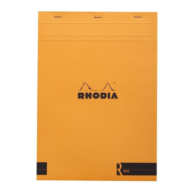 Bloc agrafé Rhodia le R ORANGE N°18 21x29,7cm 70f ligné 90g