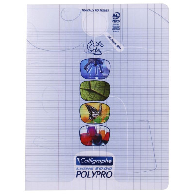 8000 POLYPRO, T.P. Cahier piqué incolore 17x22cm 64p séyès/uni 90g