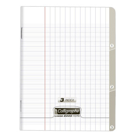 8000 POLYPRO, 3 INDEX Cahier piqué incolore 17x22cm 96p séyès 90g