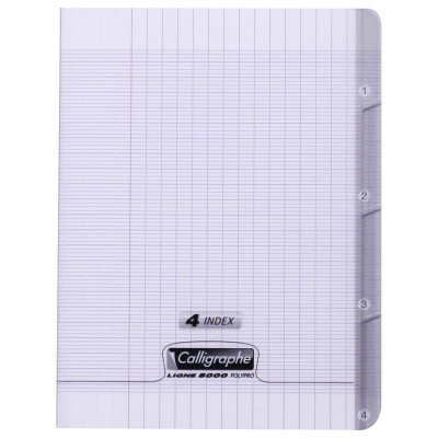 8000 POLYPRO, 4 INDEX Cahier piqué incolore 17x22cm 140p séyès 90g