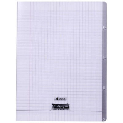 8000 POLYPRO, 4 INDEX Cahier piqué incolore 24x32cm 140p séyès 90g