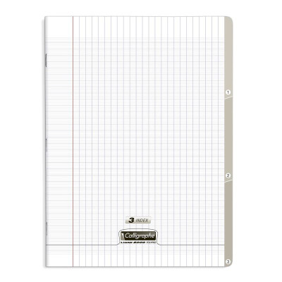 8000 POLYPRO, 3 INDEX Cahier piqué incolore 24x32cm 96p séyès 90g