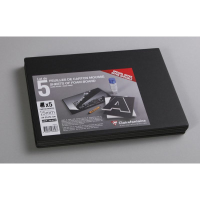 Lot 5F Cart.mousse 5mm A4 Noir