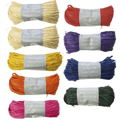 Pelote raphia naturel 50g, ass. de 9 couleurs