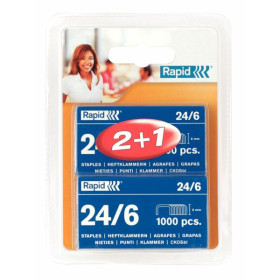 Agrafes Standard 24/6 Rapid, blister de 2000 + 1000