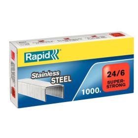 Agrafes 24/6, Acier inoxydable Rapid, Boite de 1000