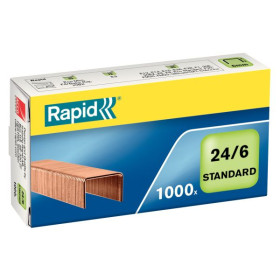 Agrafes Standard 24/6 Rapid, Cuivre, Boite de 1000