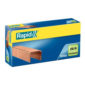 Agrafes Standard 26/6 Rapid, Cuivre, Boite de 5000