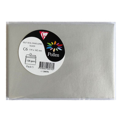 Sachet de 5 enveloppes Pollen 114x162 argent