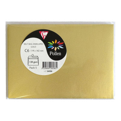 Sachet de 5 enveloppes Pollen 114x162 or