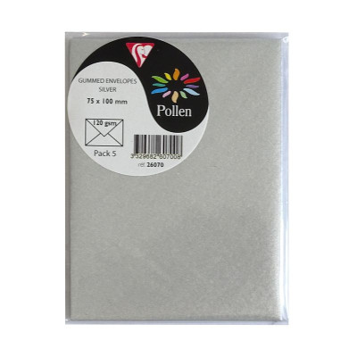 Sachet de 5 enveloppes Pollen 75x100 argent