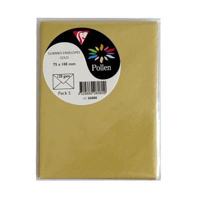 Sachet de 5 enveloppes Pollen 75x100 or