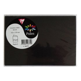 Sachet de 5 cartes pliées Pollen 110x155 noir