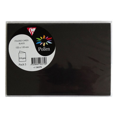 Sachet de 5 cartes pliées Pollen 110x155 noir
