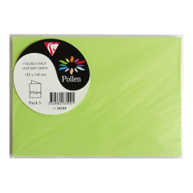 Sachet de 5 cartes pliées Pollen 110x155 vert bourgeon