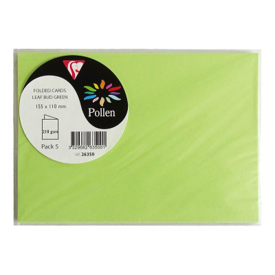Sachet de 5 cartes pliées Pollen 110x155 vert bourgeon