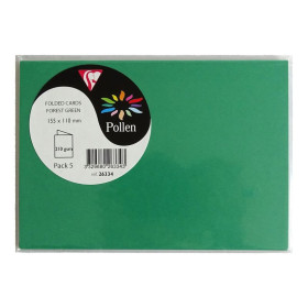 Sachet de 5 cartes pliées Pollen 110x155 vert sapin