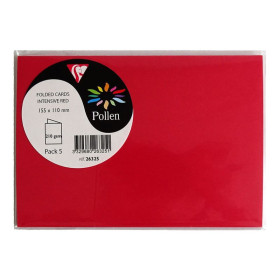 Sachet de 5 cartes pliées Pollen 110x155 groseille