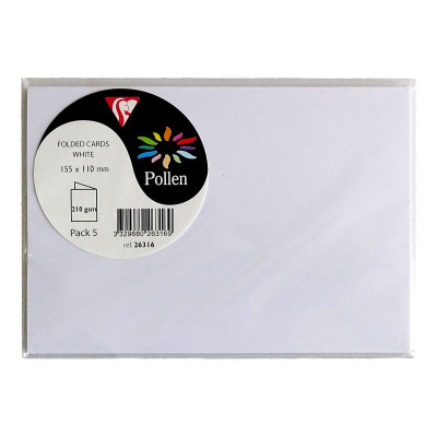 Sachet de 5 cartes pliées Pollen 110x155 blanc