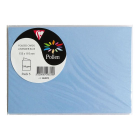 Sachet de 5 cartes pliées Pollen 110x155 bleu lavande