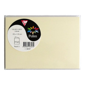 Sachet de 5 cartes pliées Pollen 110x155 ivoire