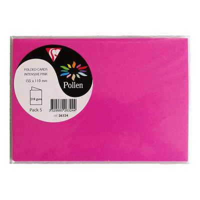 Sachet de 5 cartes pliées Pollen 110x155 fuchsia