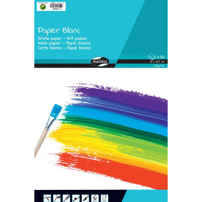 Bloc 1er prix feutres et peintures blanc, 160g 30 feuilles A4
