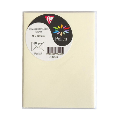 Sachet de 5 enveloppes Pollen 75x100 ivoire