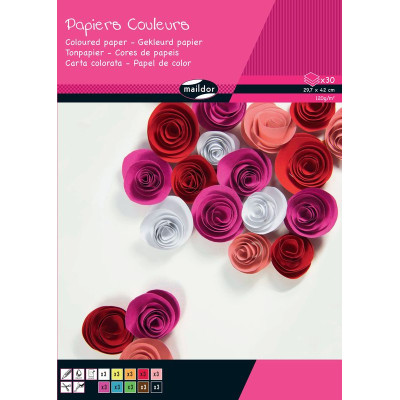 Bloc 1er prix, 30 feuilles papier couleur 120g A3 couleurs assortis